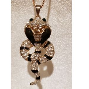 🌸 4/$50 Unique Cobra Snake Pendant on Long Chain